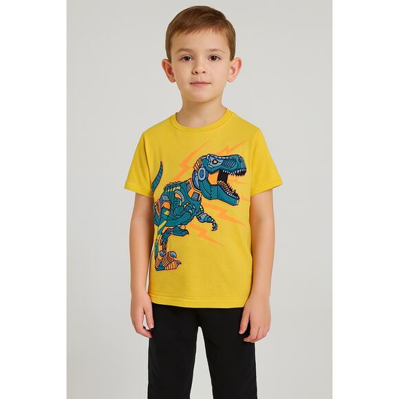 Place Boys Yellow T-Shirt Dinosaur Graphic Size 8 Casual Tee - Picture 1 of 5